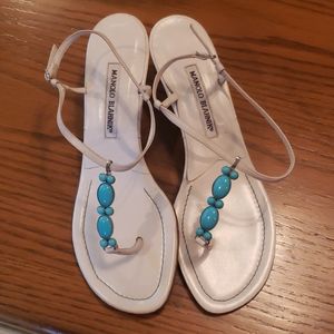 Size 39 Manolo Blahnik Sandals with Turquoise Bead